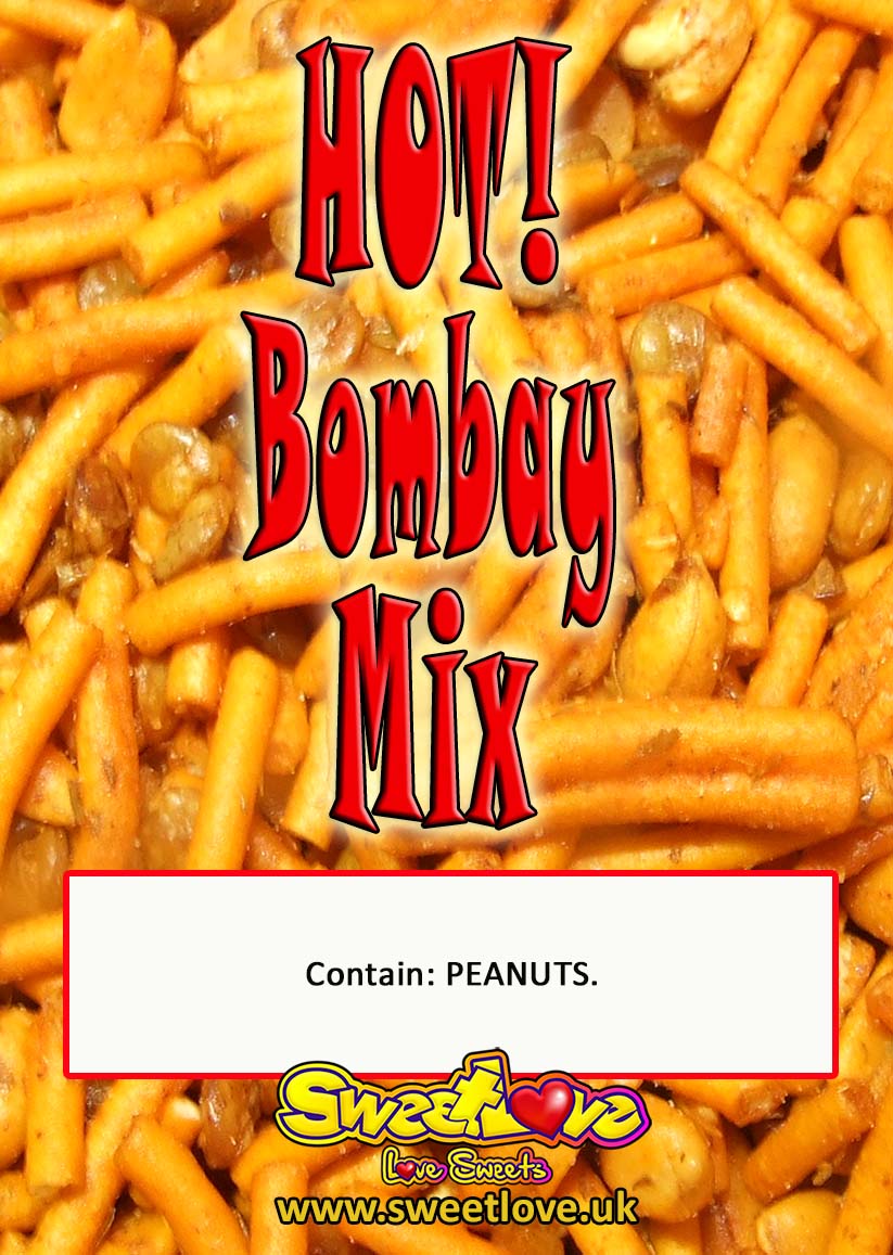 Vending label for Hot Bombay Mix.